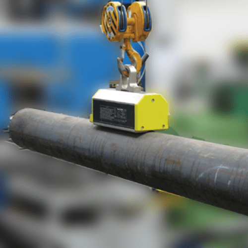 steelmax max lifter lifting magnets hoisting a steel pipe