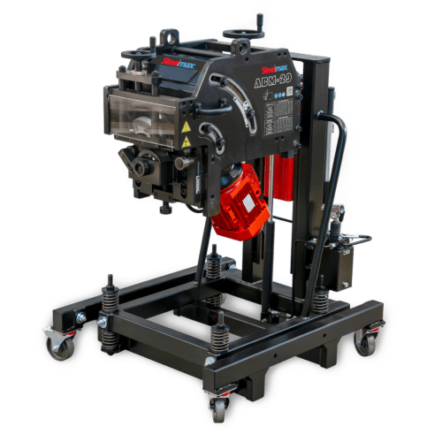 mobile industrial metal cutting machine on wheeled frame