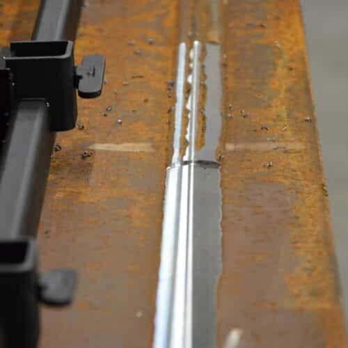 close-up of beveled edge on a steel plate