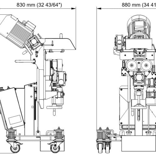 technical line drawing of an industrial machine